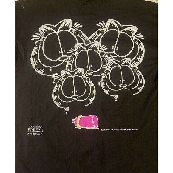 GARFIELD CAT Vintage 2 sided single stitch tee Spray Paint All over Freeze XL pa - Picture 10 of 13